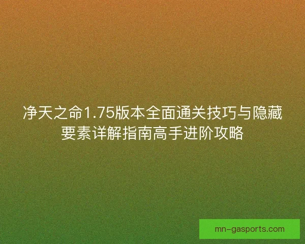 净天之命1.75版本全面通关技巧与隐藏要素详解指南高手进阶攻略 净天之命1.75版本全面通关技巧与隐藏要素详解指南高手进阶攻略